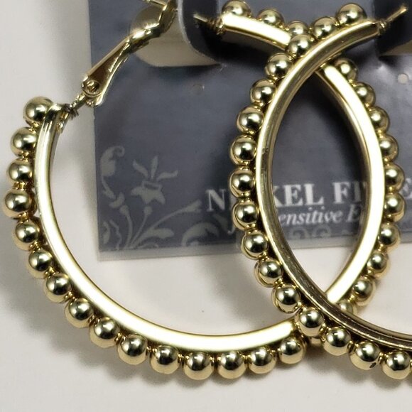 2/$30 Gold tone Dainty Hoop design Leverback Earrings - 1.65" Women's  Jewelry - Picture 4 of 7